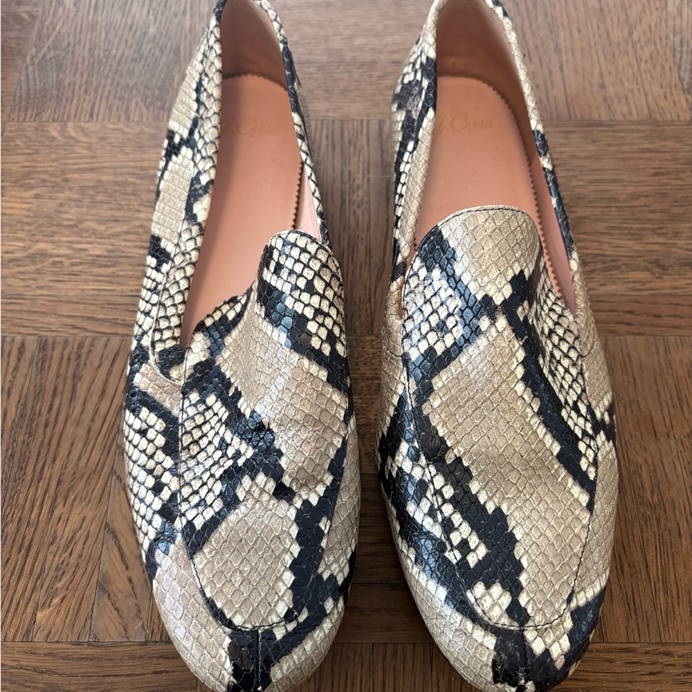 J. Crew Black and Cream Patterned Loafers